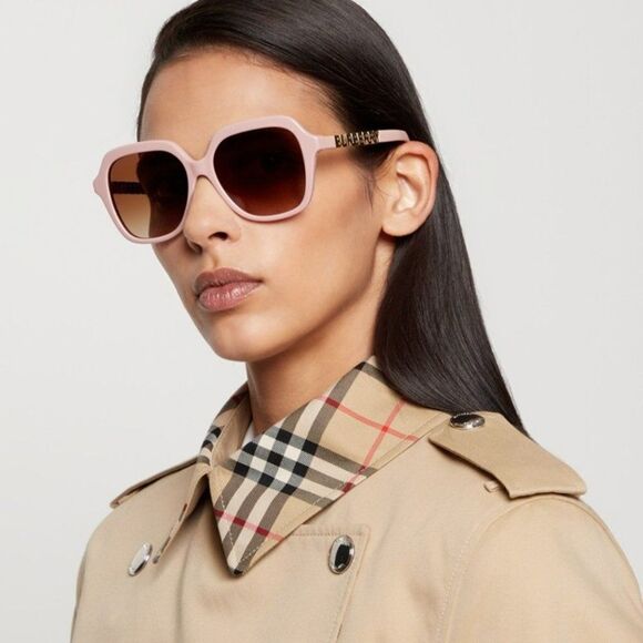 NEW Burberry BE4389 406113 Pink Brown Gradient Oversized Square Women Sunglasses - Picture 4 of 11